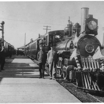 a vintage photo of a train