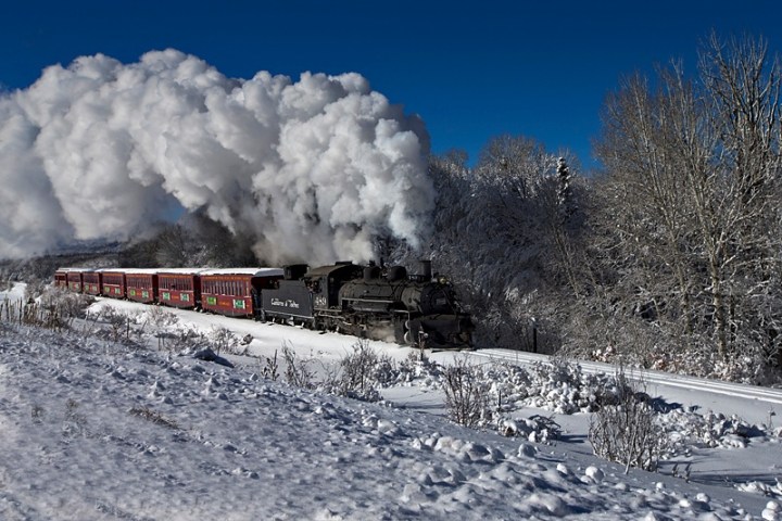 a train covered in snow