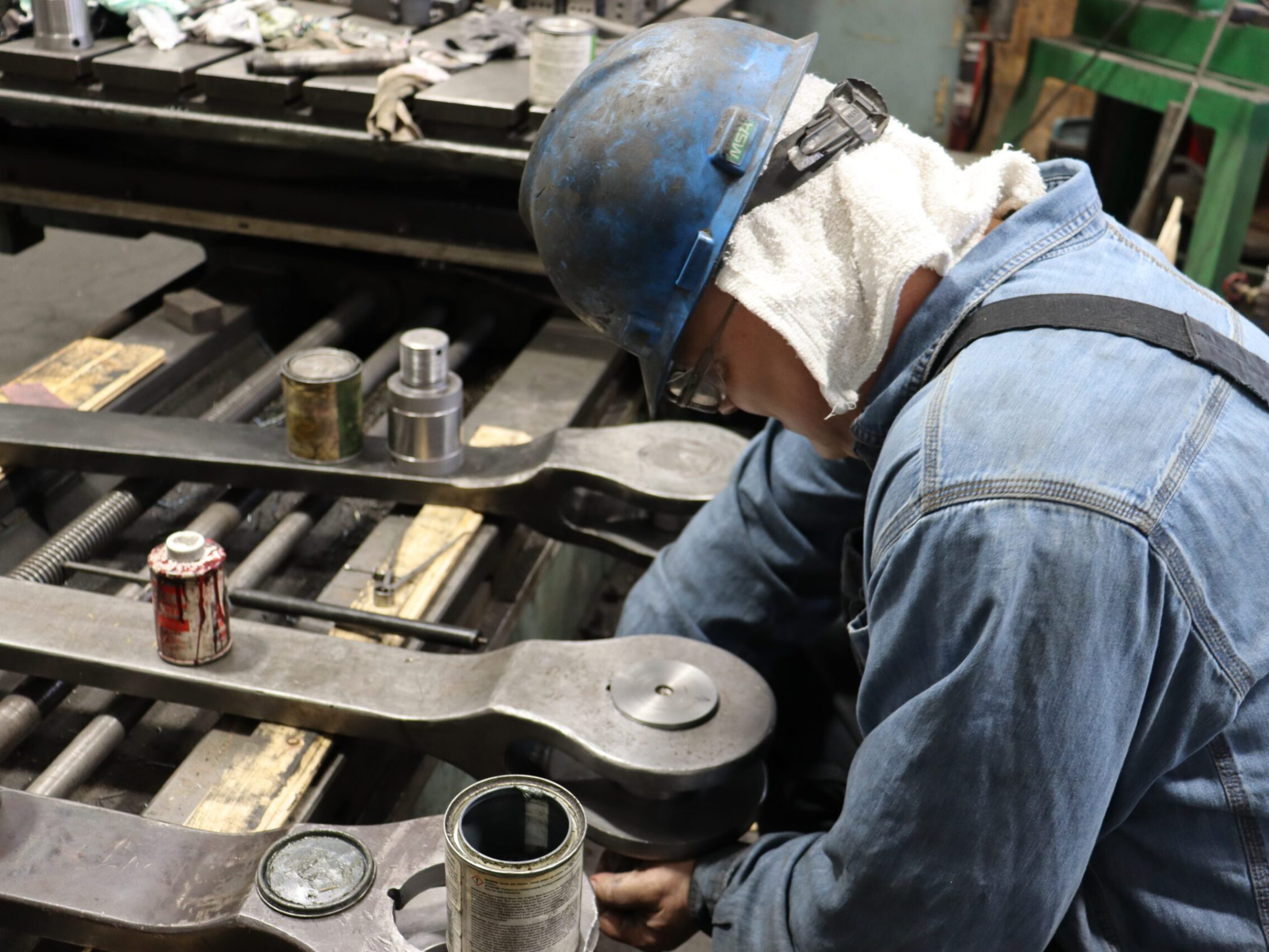 a man cooking food on a table