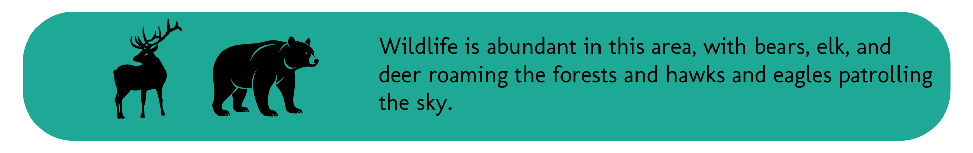 Wildlife is abundant – Green text