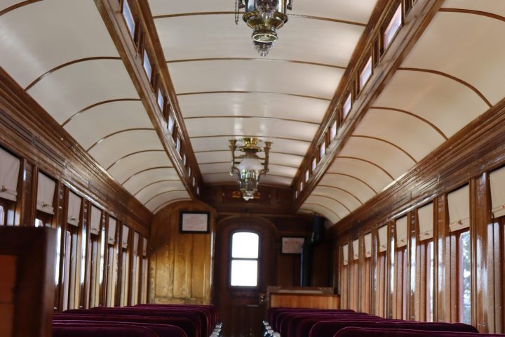 a large long train on a table