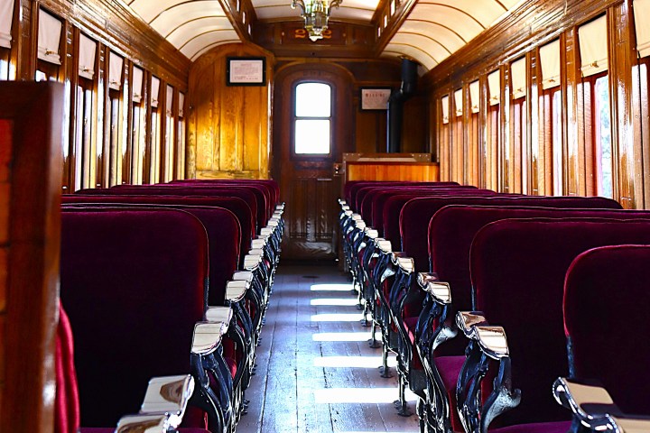 a large long train on a dining room table