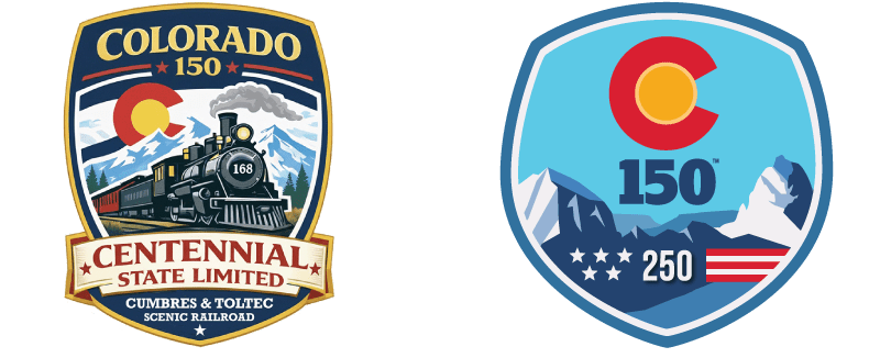 The Centennial State Limited and CO-150 official logos.