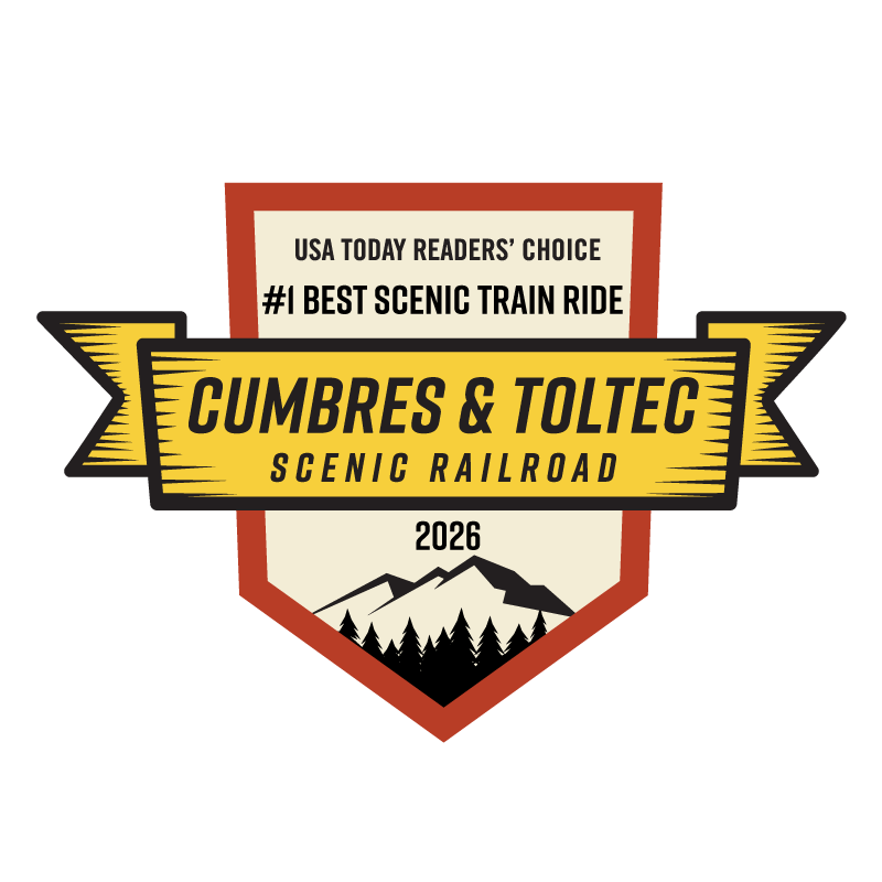 Award badge for Cumbres & Toltec Scenic Railroad, Best Scenic Train Ride 2026.