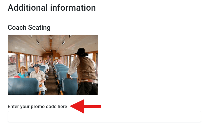People seated in a train coach, enter promo code section below.