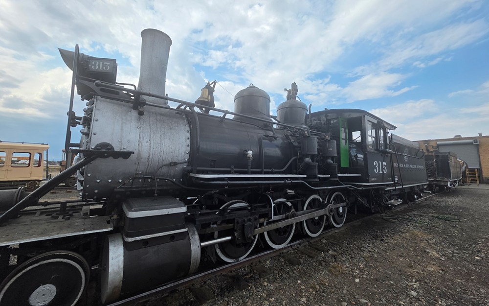Locomotive 315 steaming at the Antonito, Colorado depot.