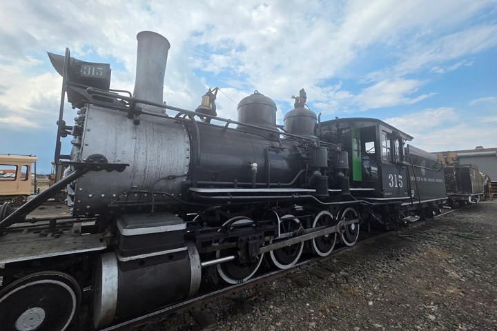 Locomotive 315 steaming at the Antonito, Colorado depot.